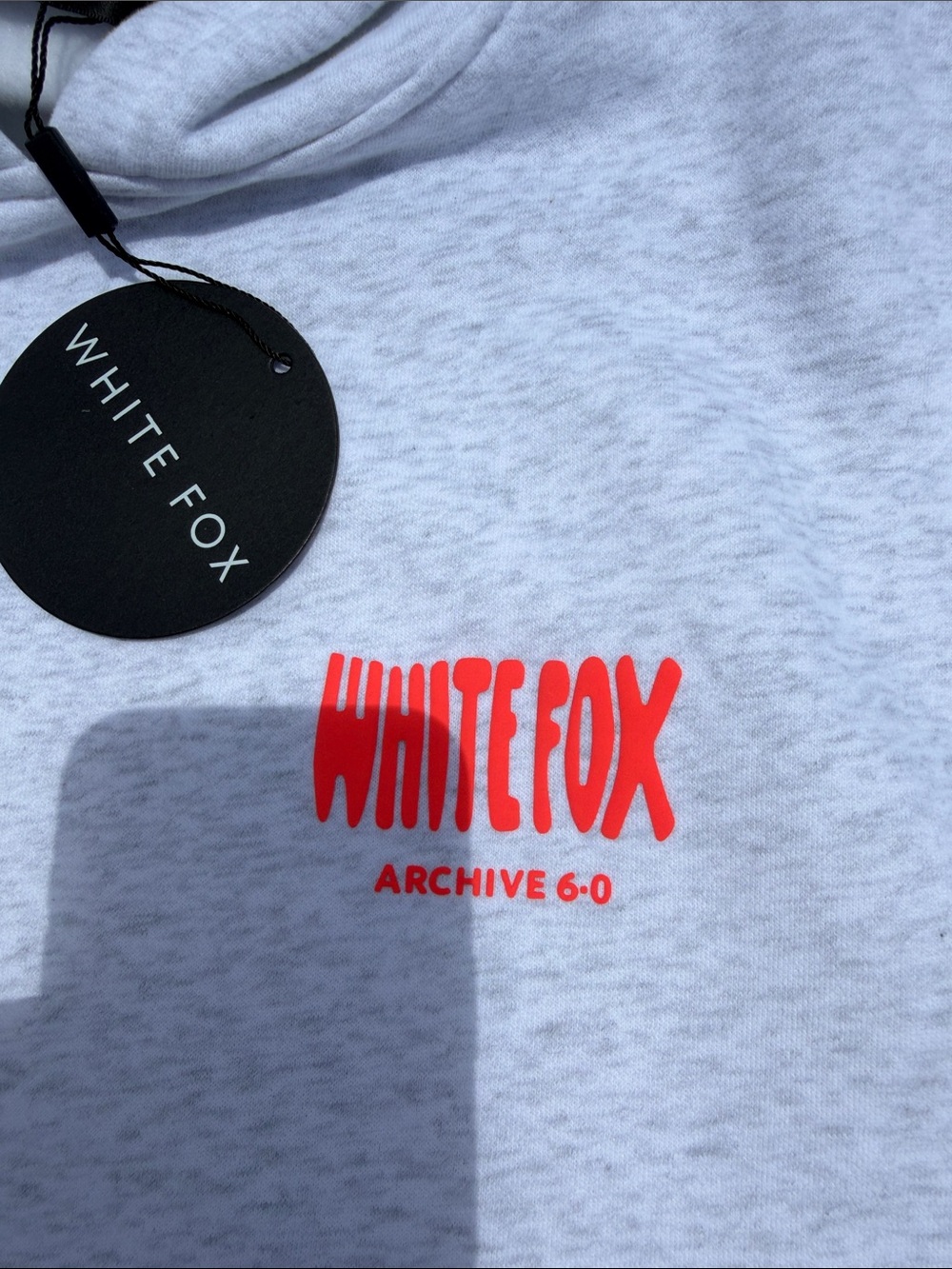 White Fox Boutique Gray Hoodie with Neon Coral Back Graphic - Picture 11 of 15